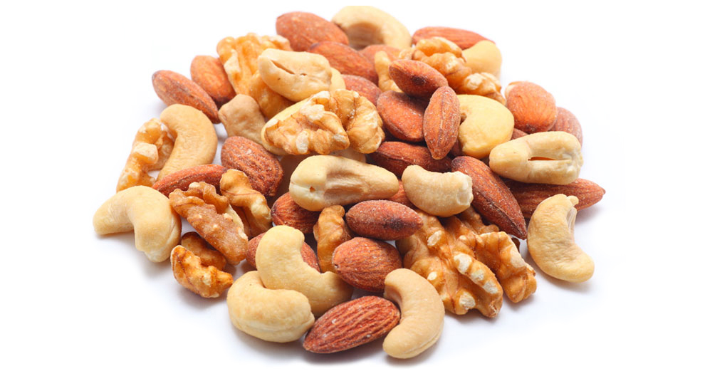 A pile of assorted nuts.