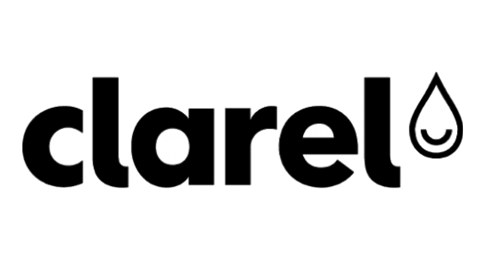 La palabra "Eclarel" en letras minúsculas, negras y en negrita, con el símbolo de una gota estilizada al lado.
